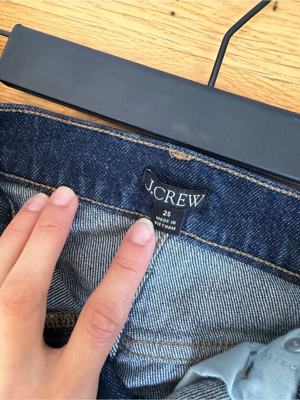 J. Crew Dark Indigo Denim Mini Skirt with Gold Hardware